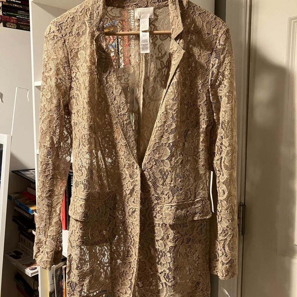 Chico's Lace Blazer in Tan Size 0 NWT